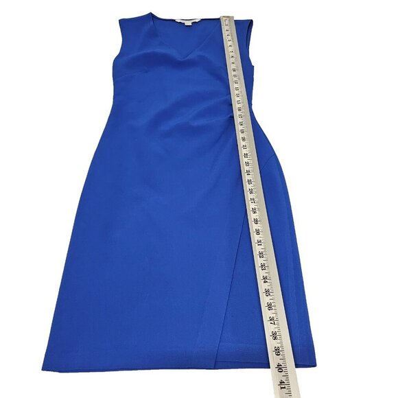 Diane Von Furstenberg Megan Sheath Dress Women Size 8 Blue Sleeveless Side Zip - Picture 8 of 16